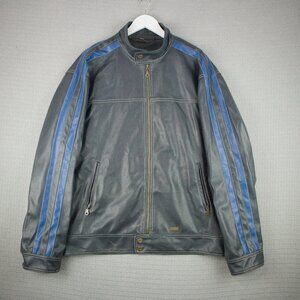 Point Zero Faux Leather Motorcycle Cafe Striped Jacket XL